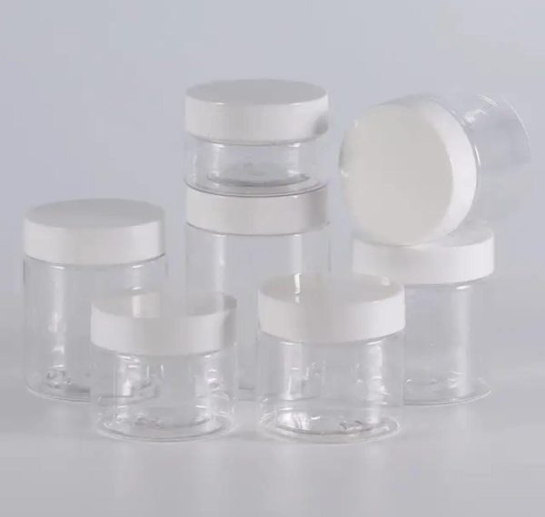 Pots en plastique pet transparent avec couvercle blanc (2)