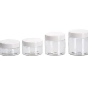 Pots en plastique pet transparent avec couvercle blanc (4)