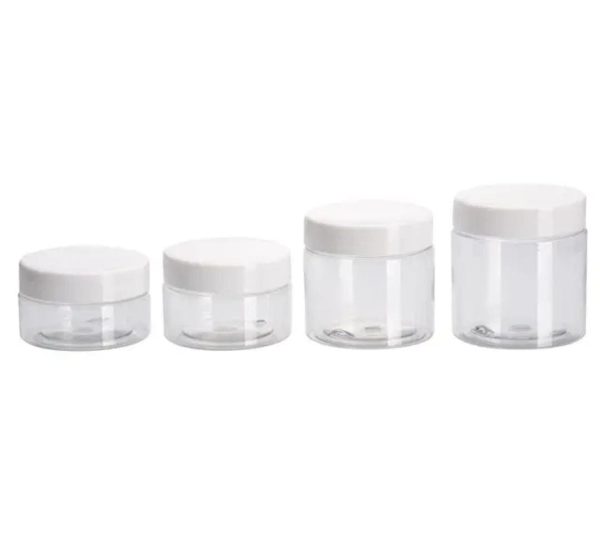 Pots en plastique pet transparent avec couvercle blanc (4)