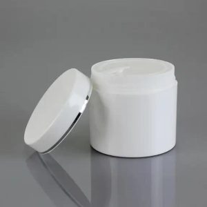 Pots en plastique blanc avec bague argenté (3)