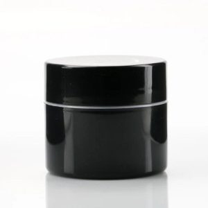 Pots cosmétiques en plastique PP noir Avec Bague Argenté 20g, 50g