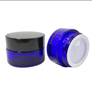 Pot Bleu Cosmétique En Verre