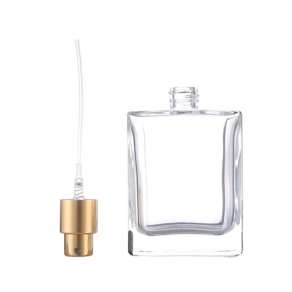 Bouteille de Parfum en Verre Rechargeable, Carrée et Plate, Design de Luxe emballage parfums maroc