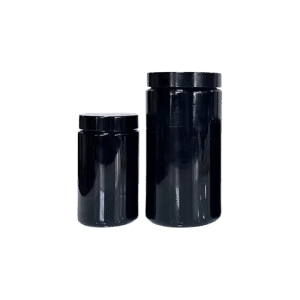 Emballage rond noir en plastique avec couvercle twist-off Parfait pour produits premium emballage maroc