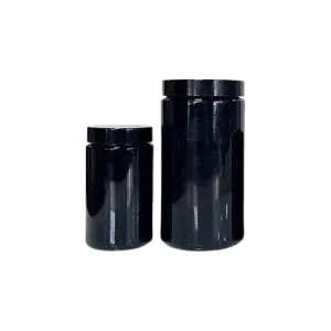 Emballage rond noir en plastique avec couvercle twist-off Parfait pour produits premium emballage maroc