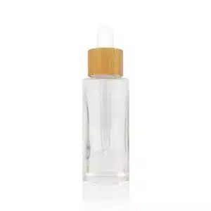 Flacon à compte-gouttes design bambou – Flacon plat givré avec épaulement plat pour soins luxueux emballage maroc