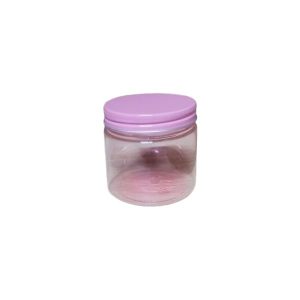 Pot rose en plastique avec couvercle à vis en métal rose pour emballage cosmétique