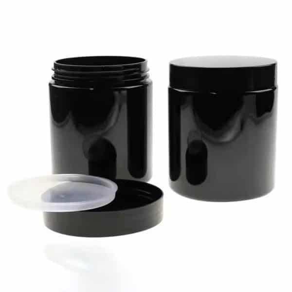 Pots en plastique noir avec twist-off Une touche élégante pour vos produits cosmétiques et alimentaires