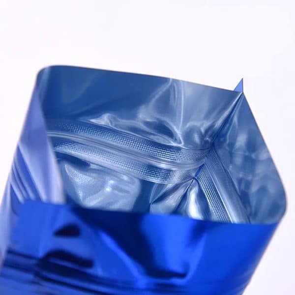 Sacs alimentaires en mylar bleu avec fermeture éclair pour emballage alimentaire