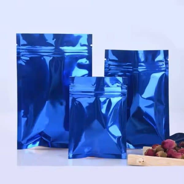 Sacs hermétiques en Mylar bleu avec zip pour produits alimentaires