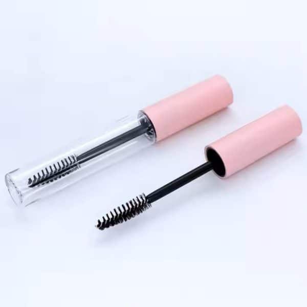 Tube de Mascara Rose Transparent avec bouchon Rose et Brosse à Cils Inclus