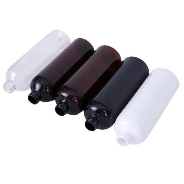 Bouteille cosmétique en plastique PET avec bouchon disque doré ou argenté – Plusieurs couleurs emballage shampoing