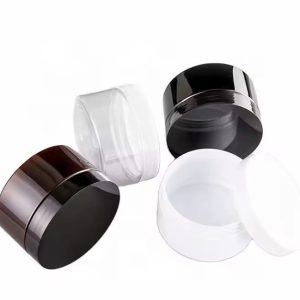 Pot 100ml en Plastique PET Transparent - Ambré avec Couvercle Métal – Emballage Cosmétique Élégant