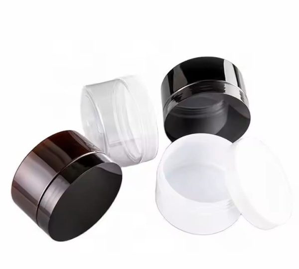 Pot 100ml en Plastique PET Transparent - Ambré avec Couvercle Métal – Emballage Cosmétique Élégant