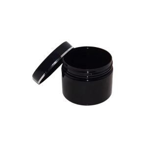 Pot en plastique noir laqué avec couvercle assorti et anneau argenté – Finition élégante emballage maroc