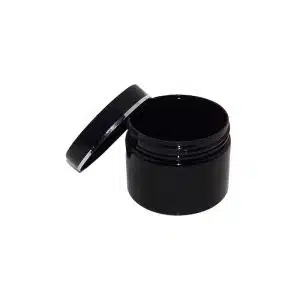 Pot en plastique noir laqué avec couvercle assorti et anneau argenté – Finition élégante emballage maroc