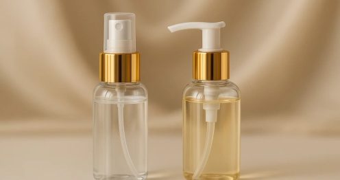 Nouveaux bouchons spray & pompe dorée pour vos soins liquides emballage maroc