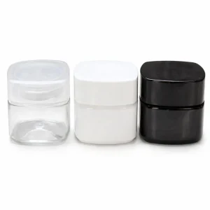 Pots cosmétiques carrés en plastique avec couvercle emballage maroc