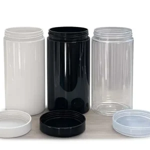 Pots-en-plastique-alimentaire-400-ml-cylindriques-avec-couvercle-–-Blanc-Noir-et-Transparent-emballage maroc casablanca